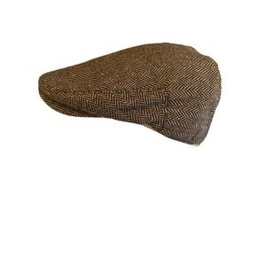 Wonderful Fashion Mens Herringbone Tweed Flat Cap Brown Style 1015 Size S M